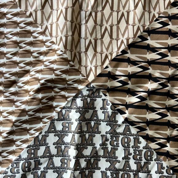 MaxMara Scarf Brown and Black Printed Silk Scarf 19x19 MaxMara 1951 - Picture 5 of 5